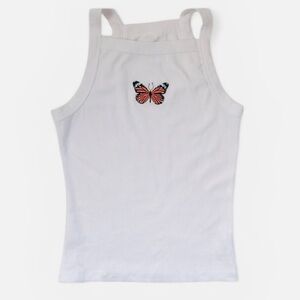 3/$20 • Aeropostale White Butterfly ribbed tank top